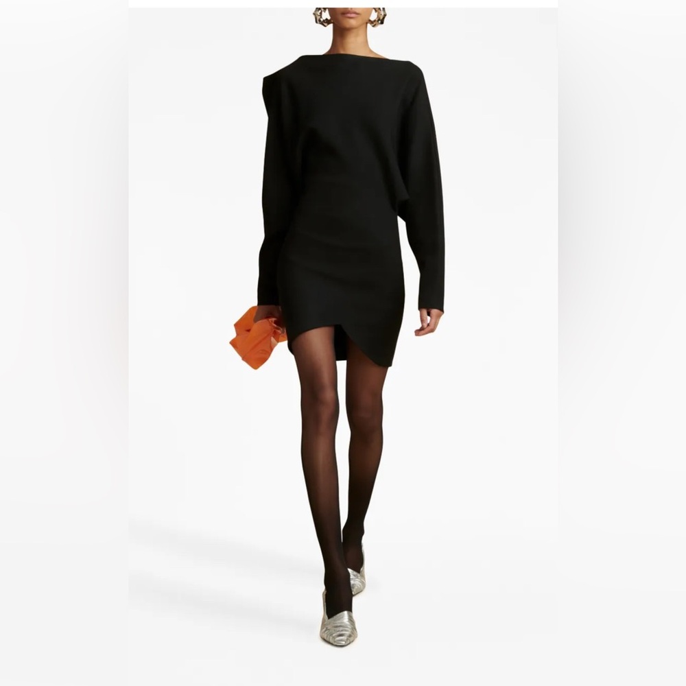 KHAITE Elegant Black Long Sleeve Juniper Mini Dress